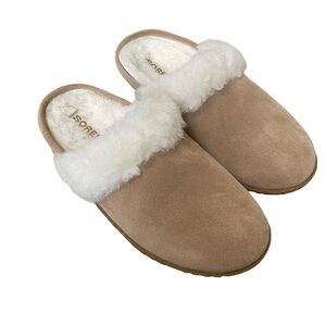 SOREL Nakiska Women's Tan Suede Faux-Fur Lined Slippers